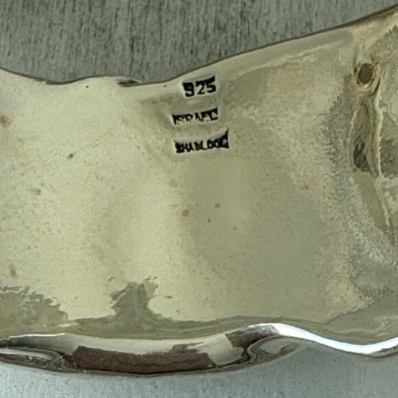 Shablool 925 Sterling Silver Textured Bangle Statement Wide Electroform Bracelet - Picture 9 of 14